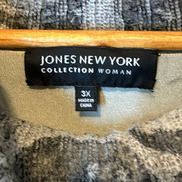 🌻 Jones New York Women's sz 3X Cowl Neck Mohair Wool Blend Top Damask - Picture 3 of 6